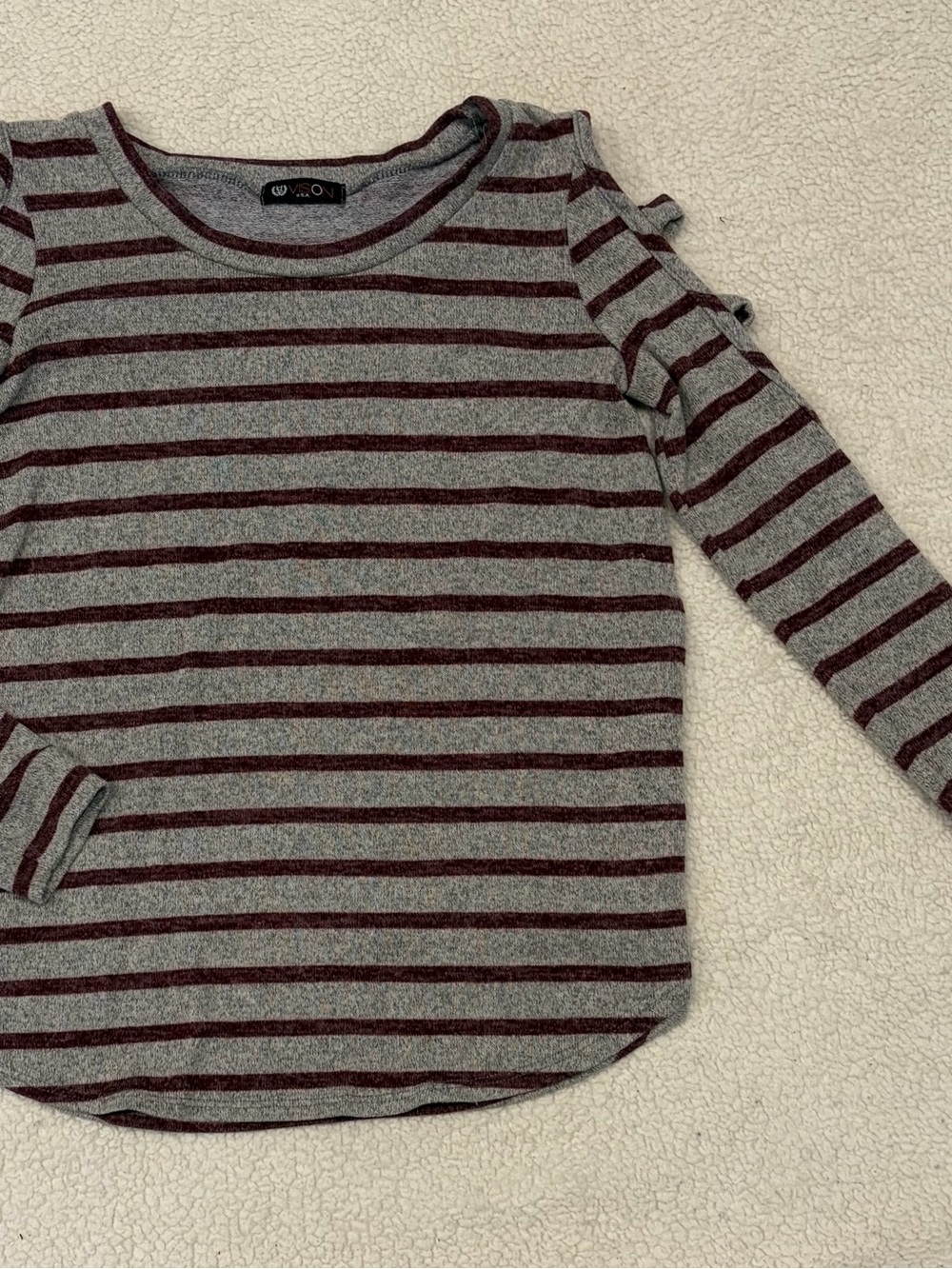 Vision USA Striped Cold-Shoulder Top